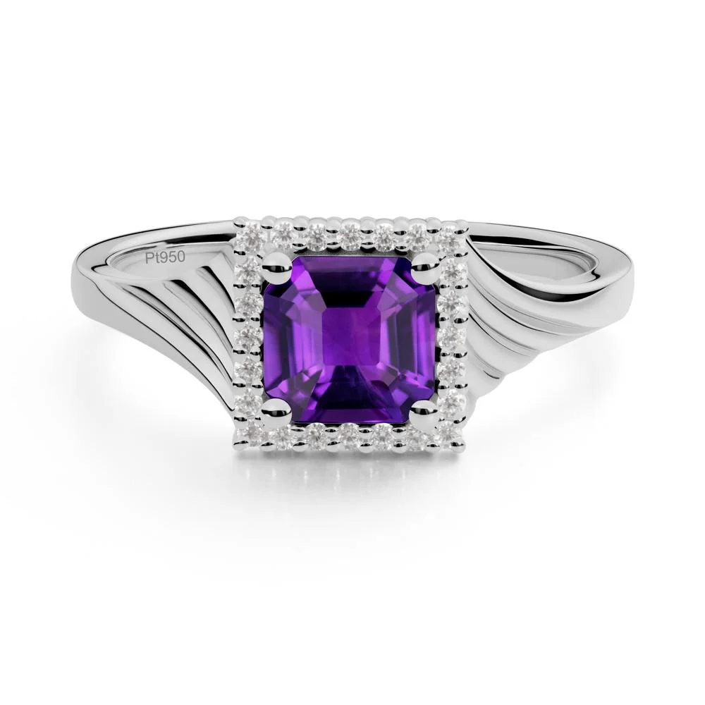 Geometric Halo Amethyst Statement Ring - Image 3