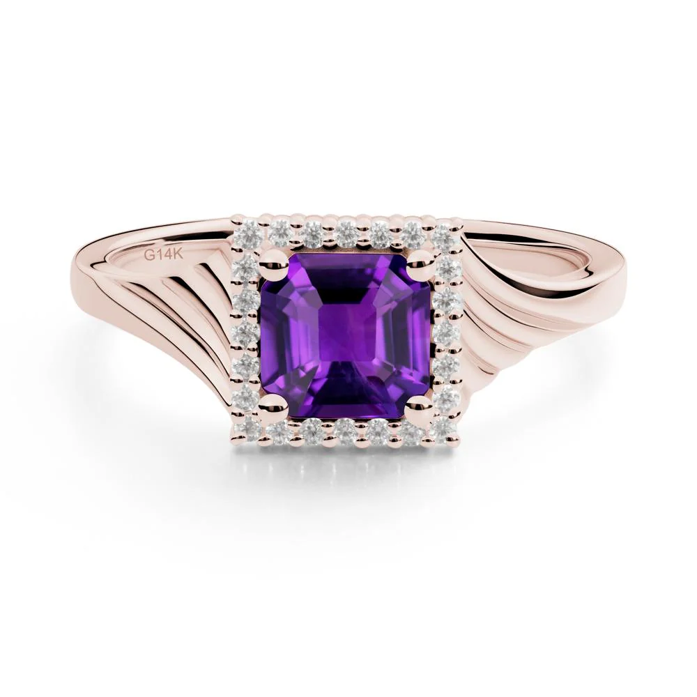 Geometric Halo Amethyst Statement Ring - Image 5