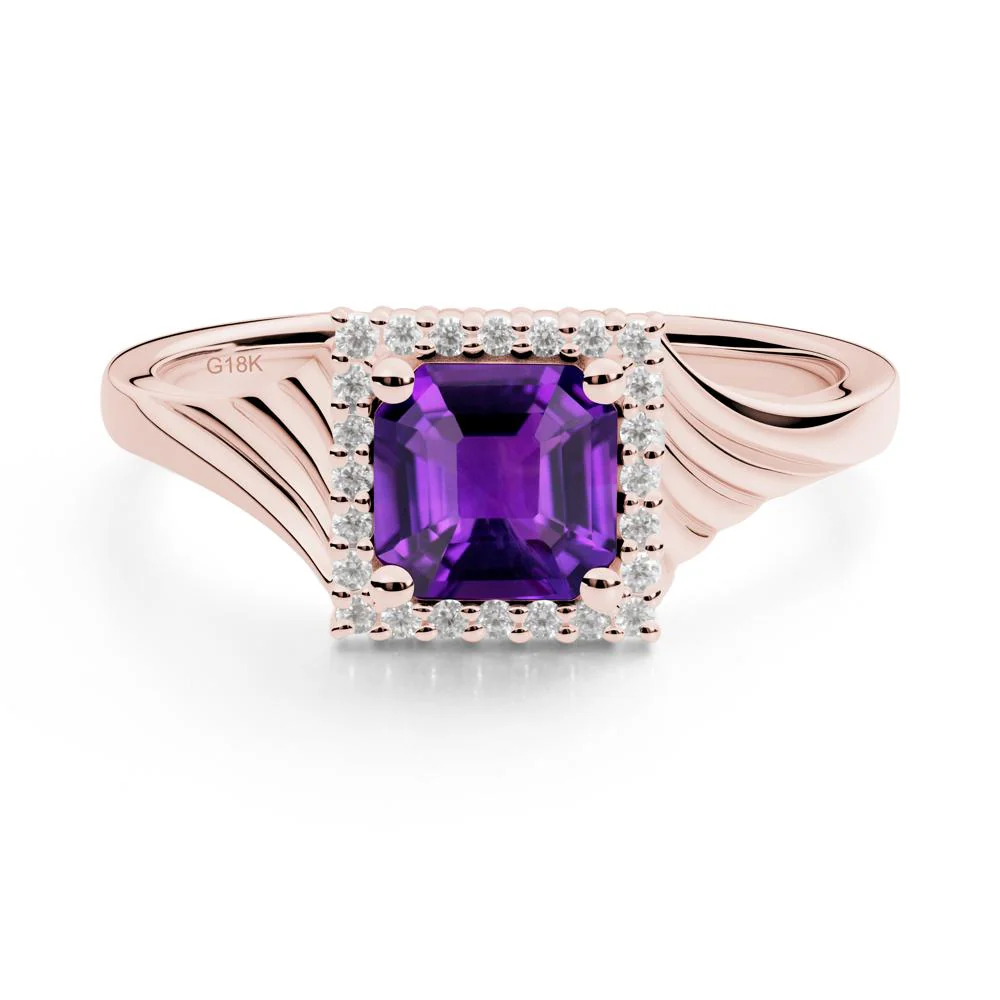 Geometric Halo Amethyst Statement Ring - Image 8