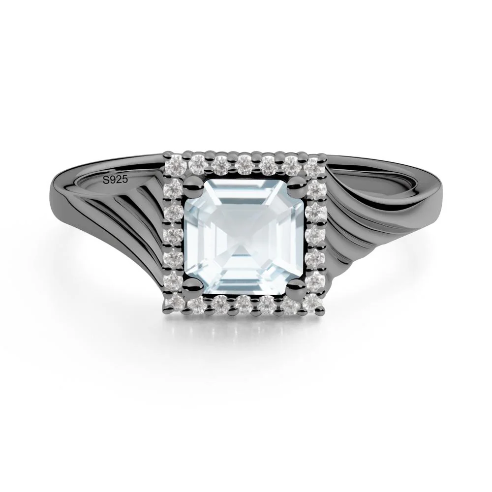 Geometric Halo Aquamarine Statement Ring - Image 5