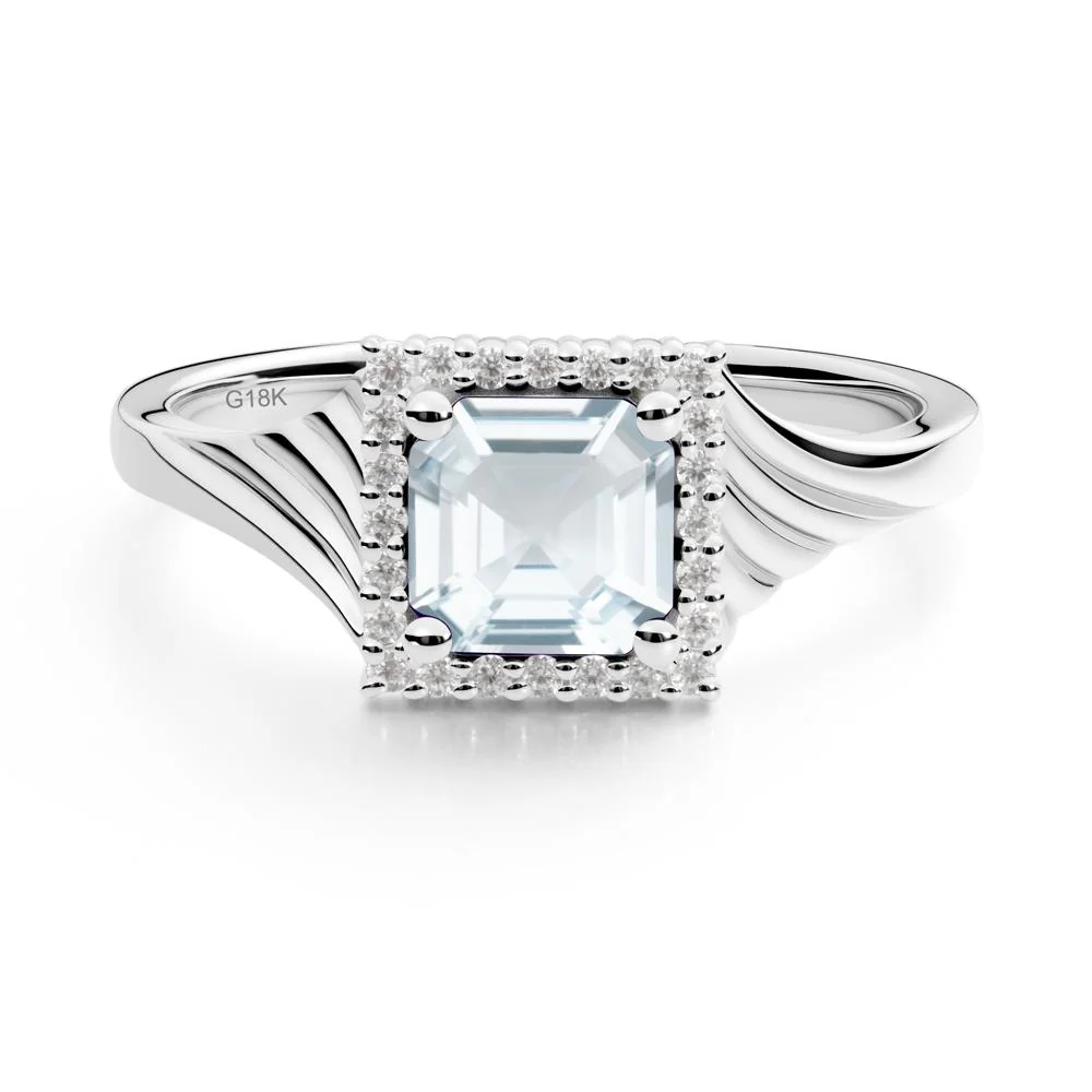 Geometric Halo Aquamarine Statement Ring - Image 7