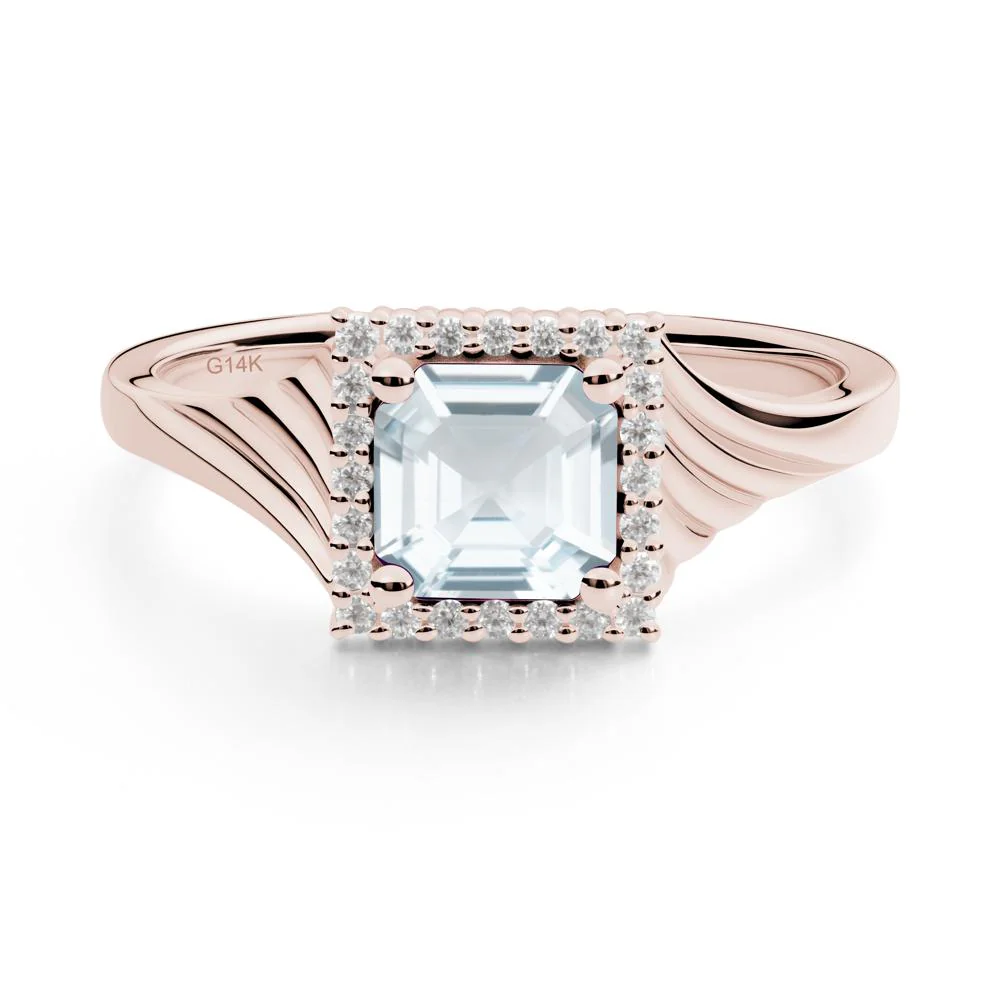Geometric Halo Aquamarine Statement Ring - Image 8