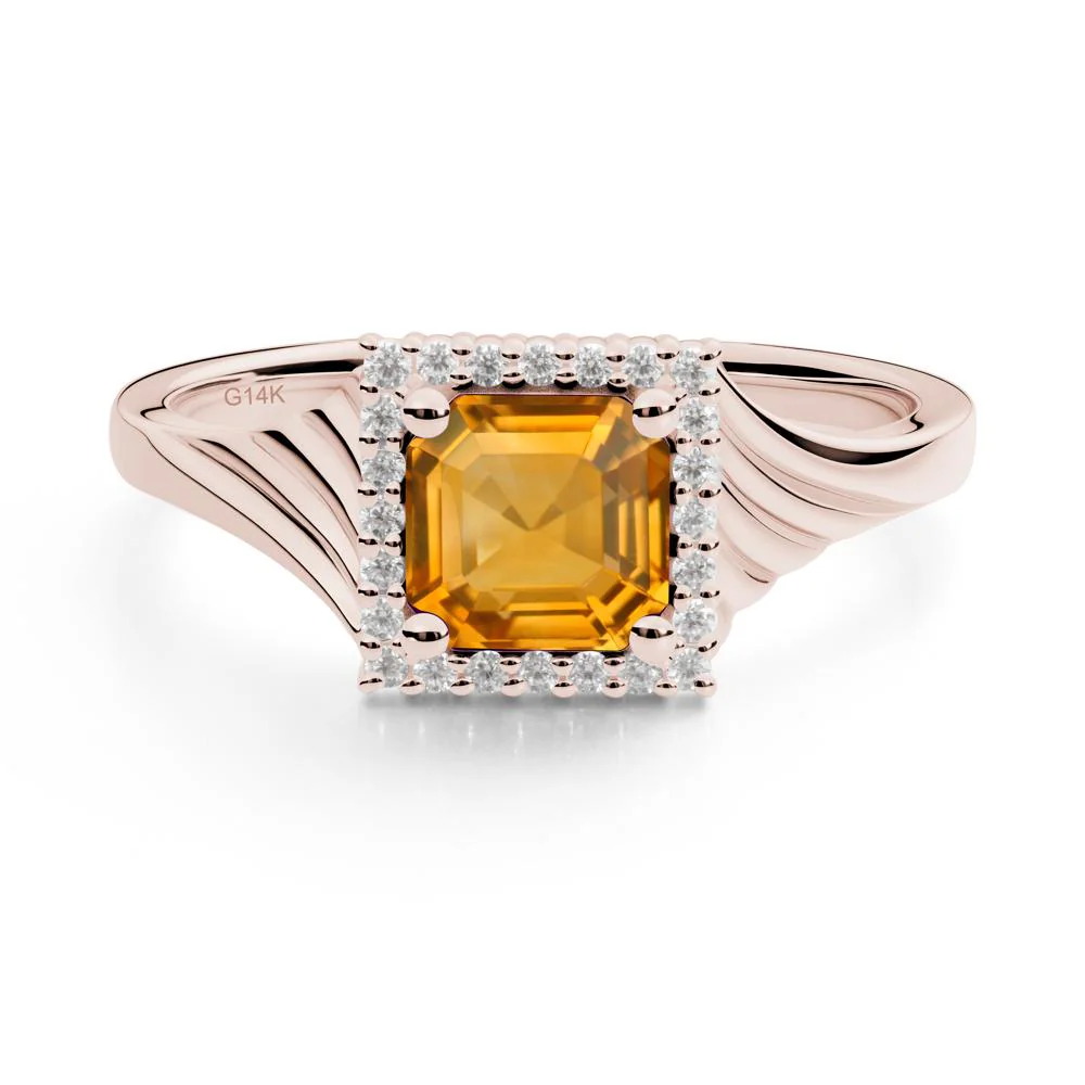 Geometric Halo Citrine Statement Ring - Image 2