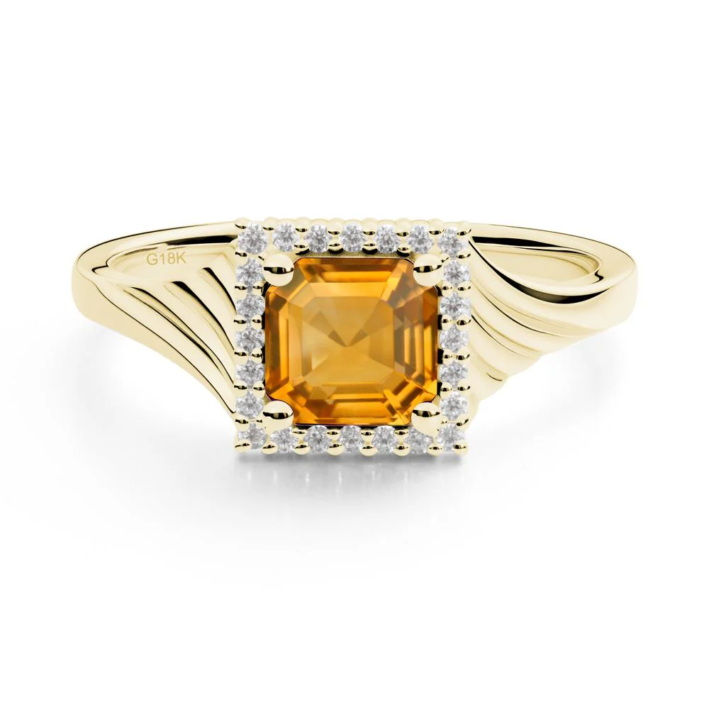 Geometric Halo Citrine Statement Ring - Image 3