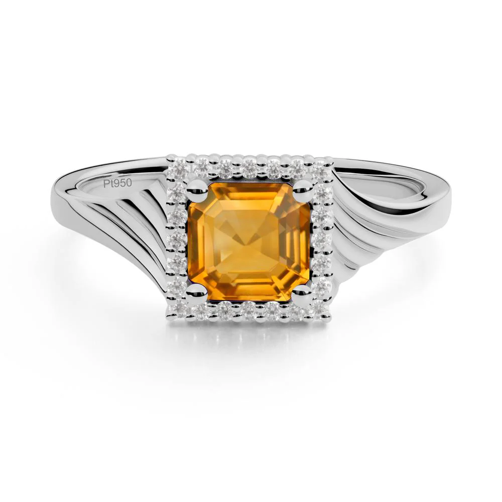 Geometric Halo Citrine Statement Ring - Image 4
