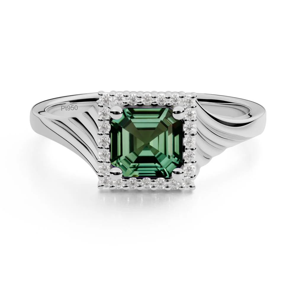 Geometric Halo Green Sapphire Statement Ring - Image 6