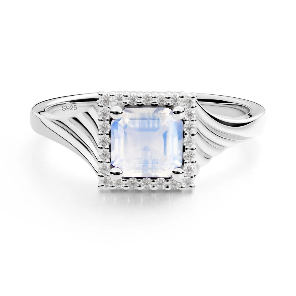 Geometric Halo Moonstone Statement Ring - Image 2