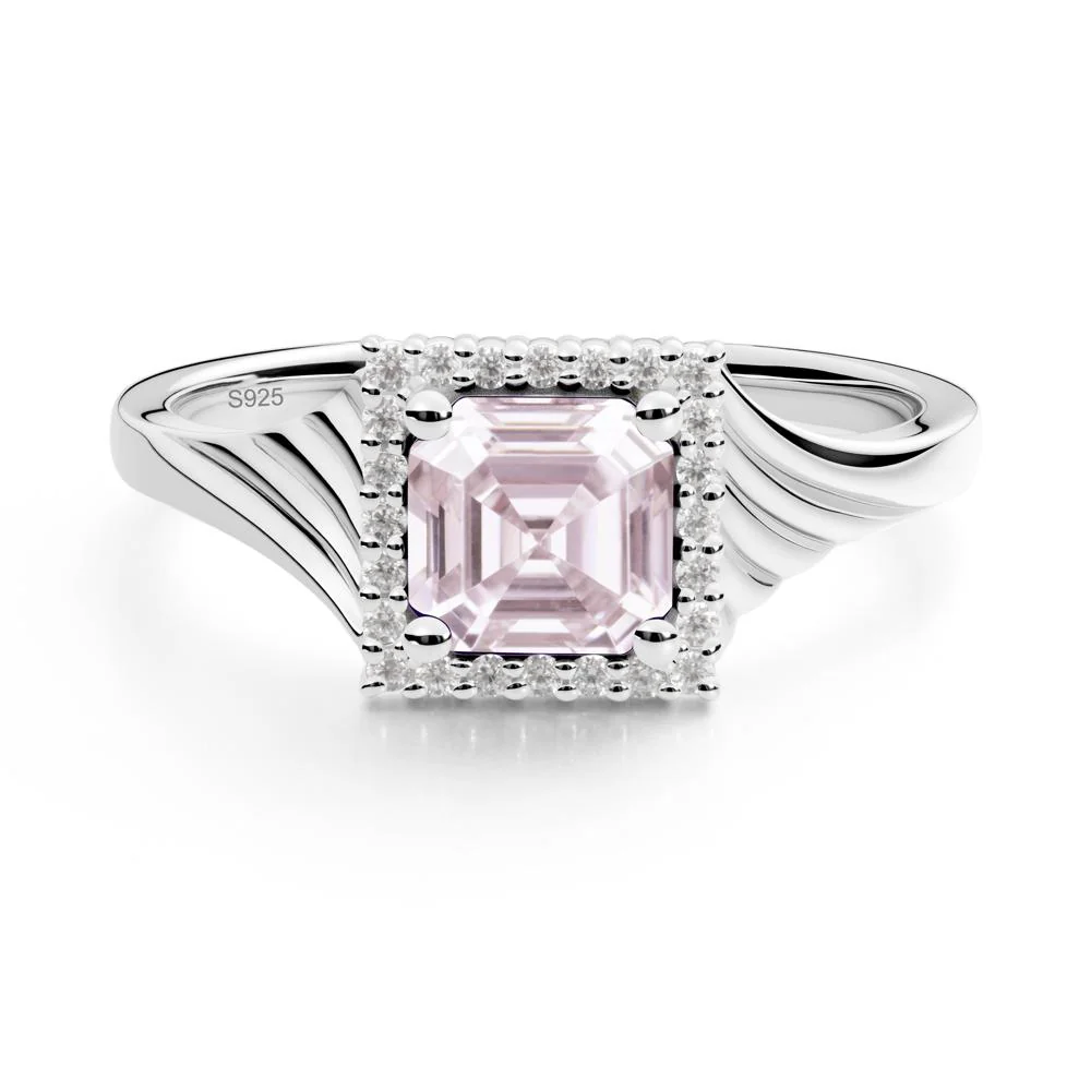 Geometric Halo Pink Cubic Zirconia Statement Ring - Image 2