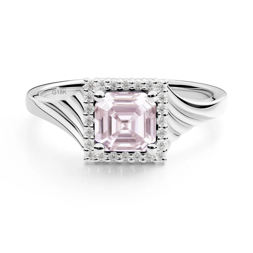 Geometric Halo Pink Cubic Zirconia Statement Ring - Image 4