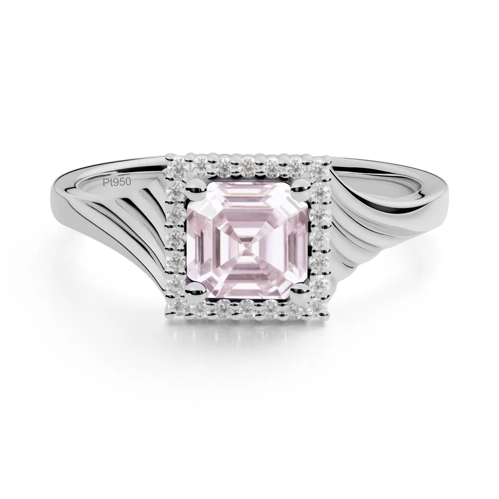 Geometric Halo Pink Cubic Zirconia Statement Ring - Image 5
