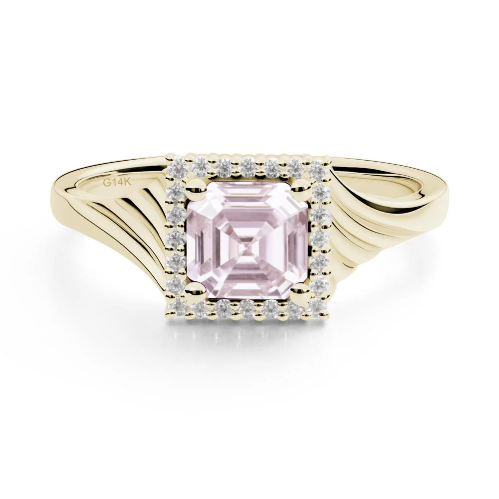 Geometric Halo Pink Cubic Zirconia Statement Ring - Image 6