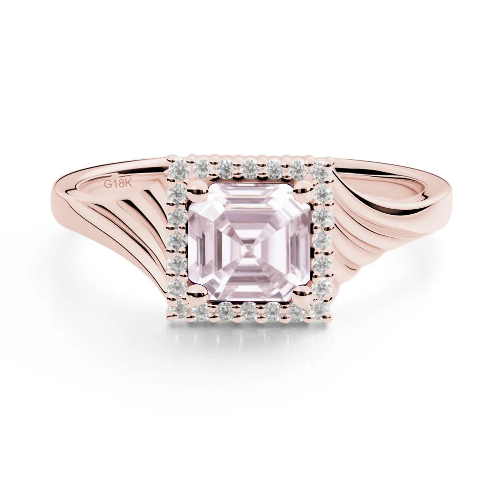 Geometric Halo Pink Cubic Zirconia Statement Ring - Image 7