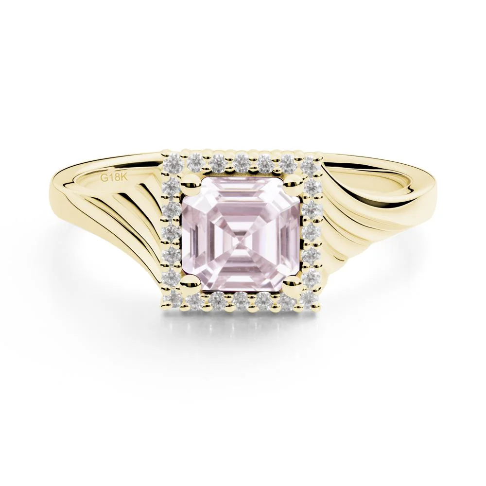 Geometric Halo Pink Cubic Zirconia Statement Ring - Image 8