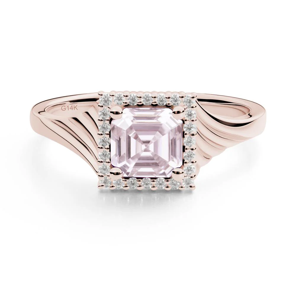 Geometric Halo Pink Cubic Zirconia Statement Ring - Image 9
