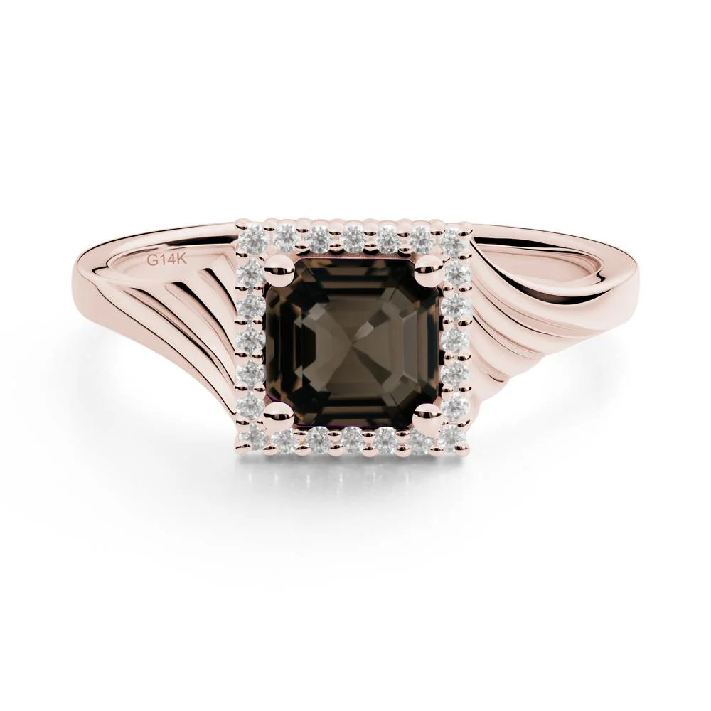 Geometric Halo Smoky Quartz Statement Ring - Image 3
