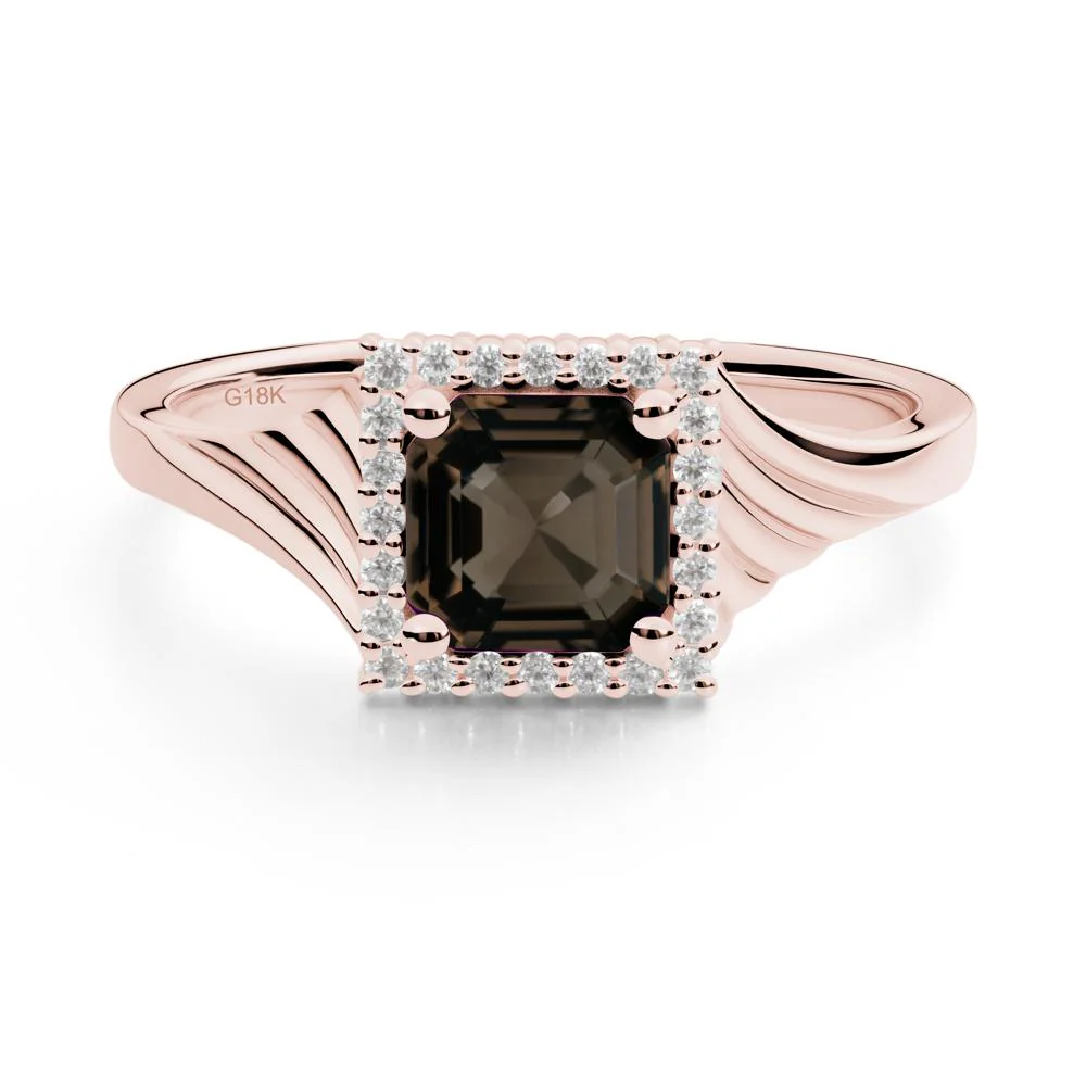Geometric Halo Smoky Quartz Statement Ring - Image 7