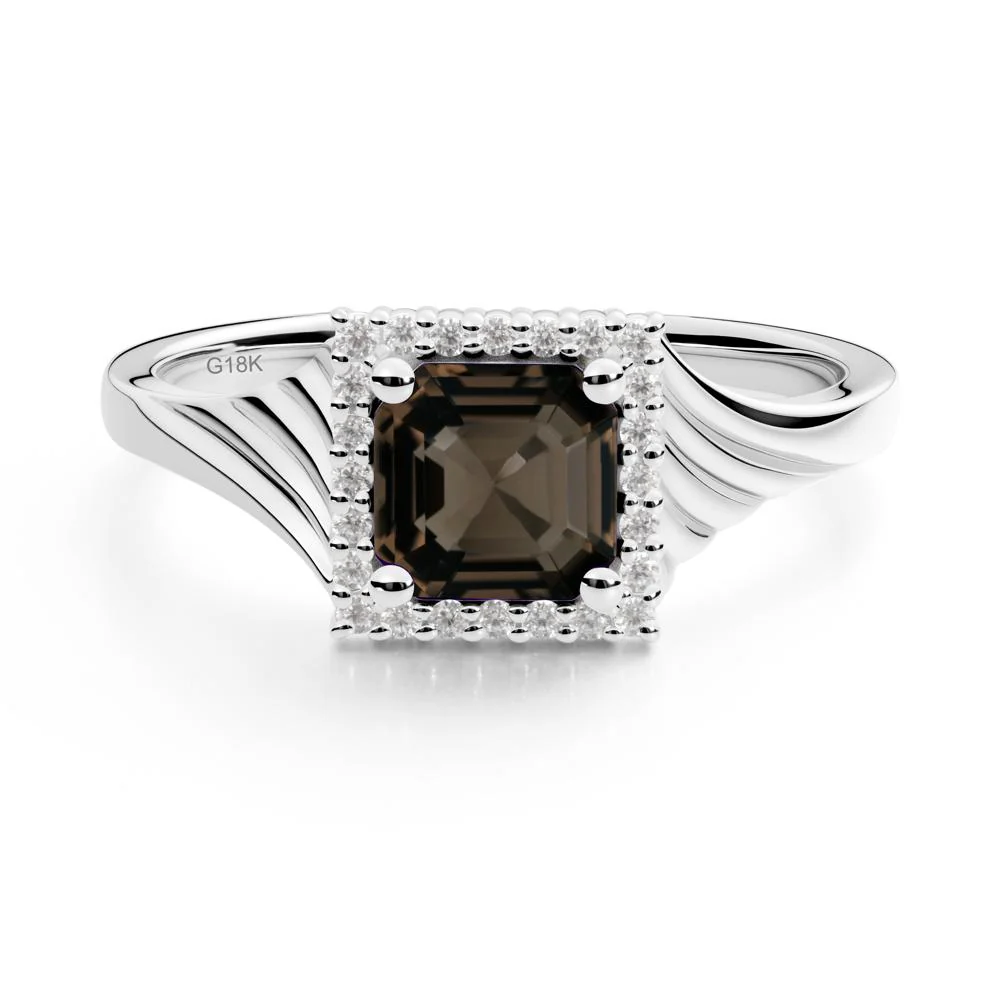 Geometric Halo Smoky Quartz Statement Ring - Image 9