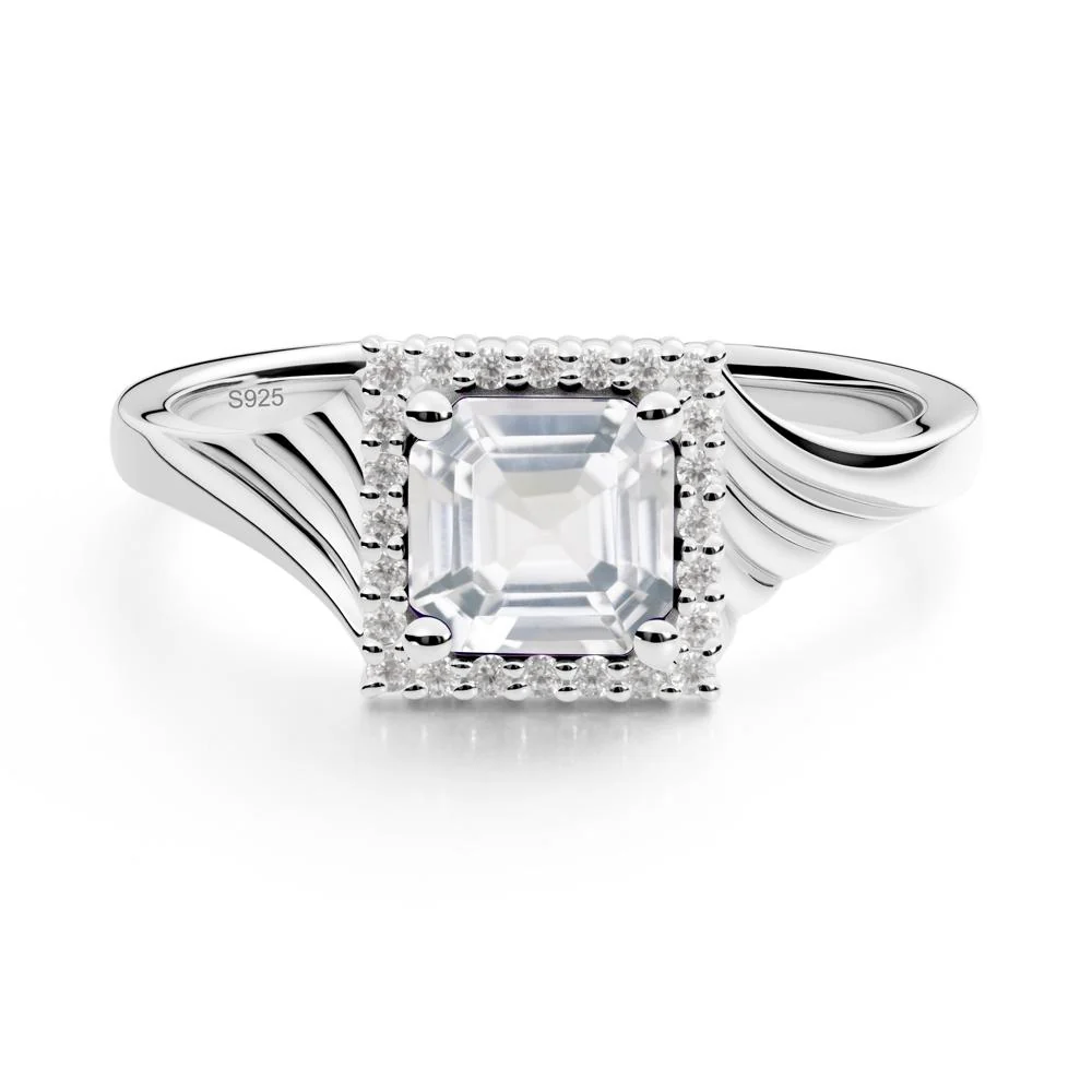 Geometric Halo White Topaz Statement Ring - Image 2