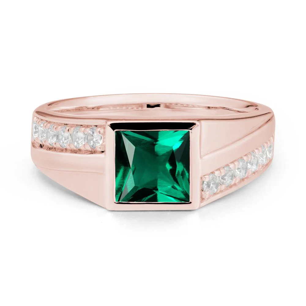 Geometric Men Wide Band Emerald Ring - Image 4