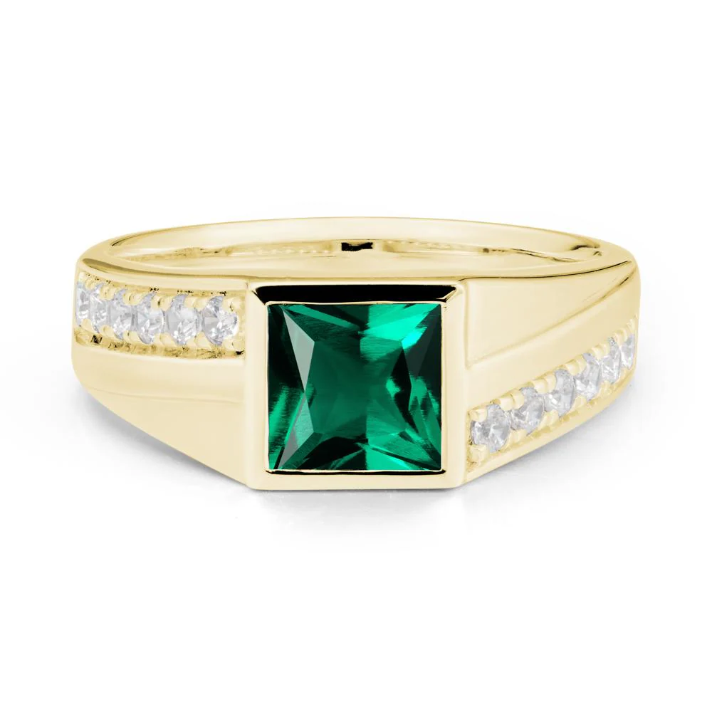 Geometric Men Wide Band Emerald Ring - Image 6