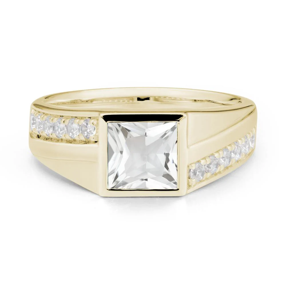 Geometric Men Wide Band White Topaz Ring - Image 3