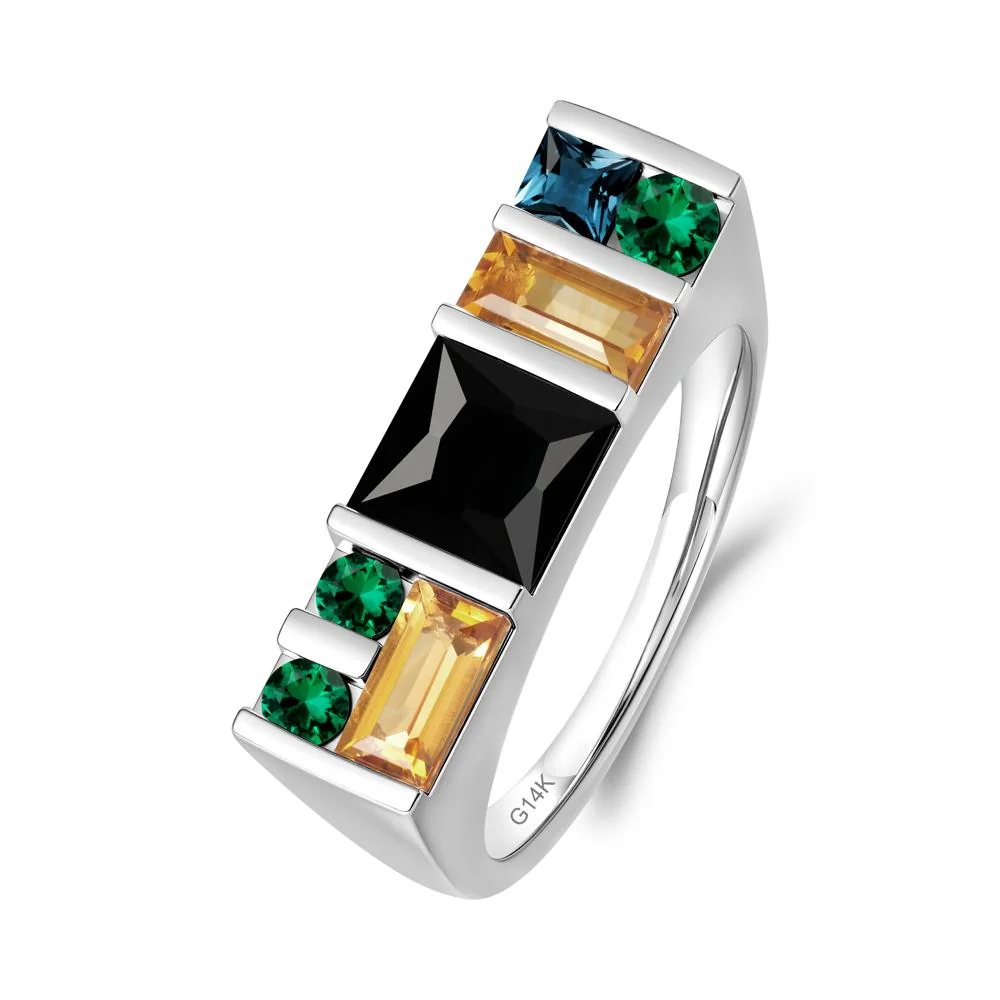 Geometric Multi-Cut Black Spinel Statement Ring - Image 4