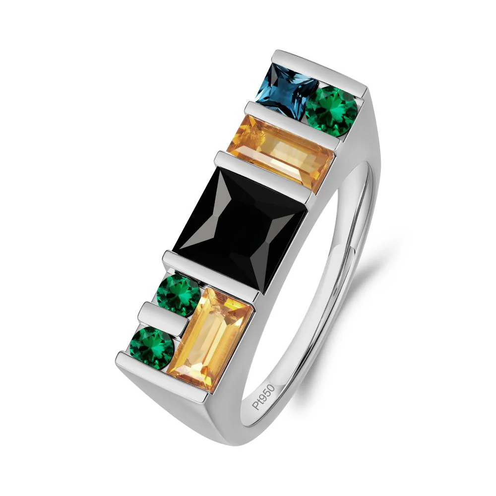Geometric Multi-Cut Black Spinel Statement Ring - Image 5
