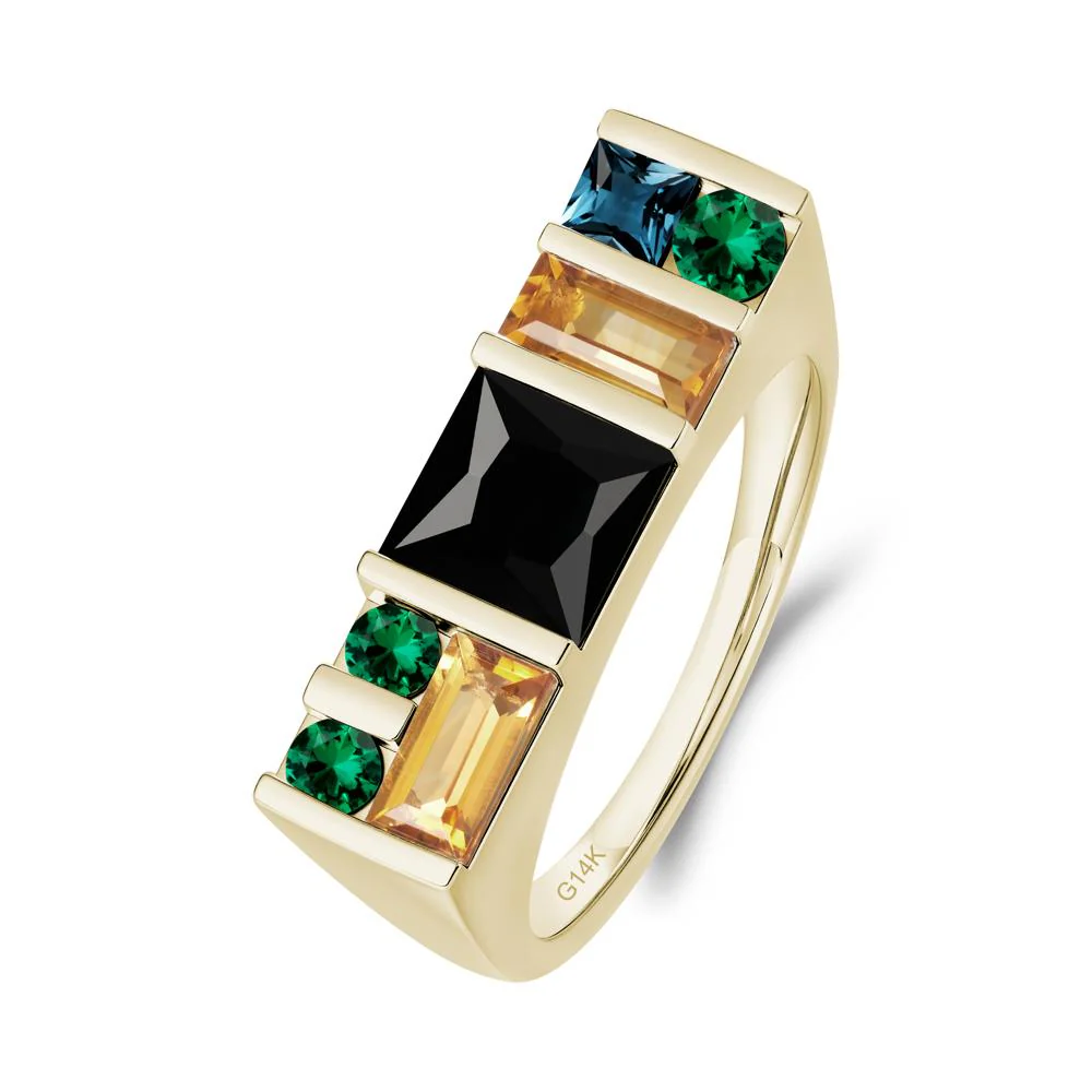 Geometric Multi-Cut Black Spinel Statement Ring - Image 6
