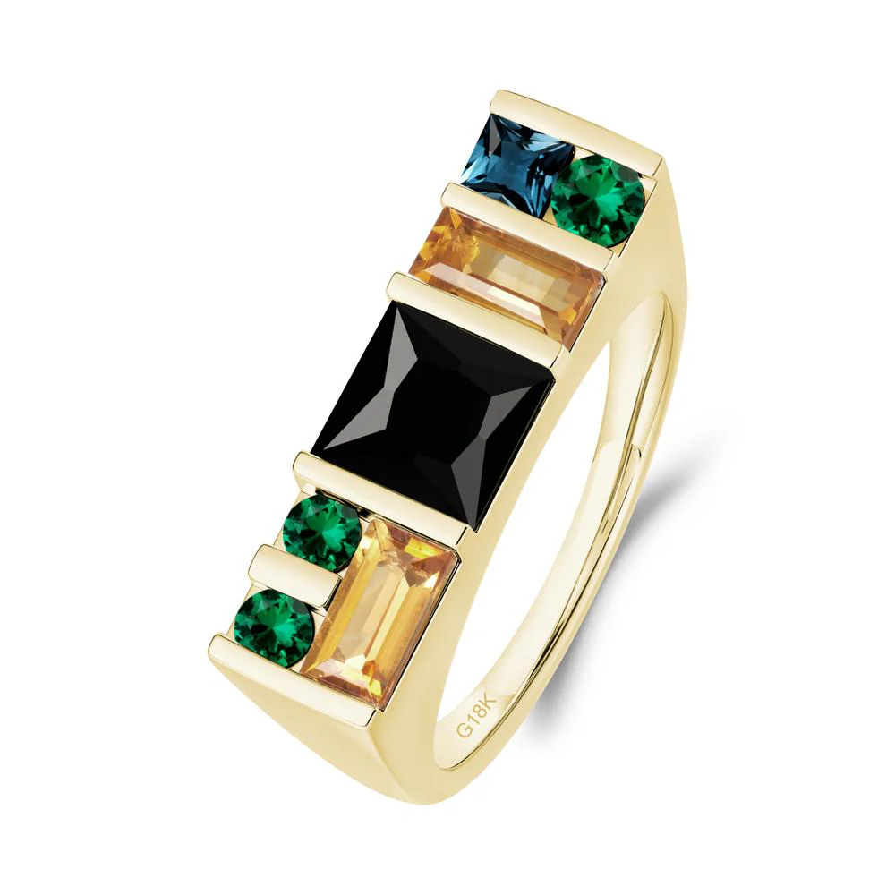 Geometric Multi-Cut Black Spinel Statement Ring - Image 7