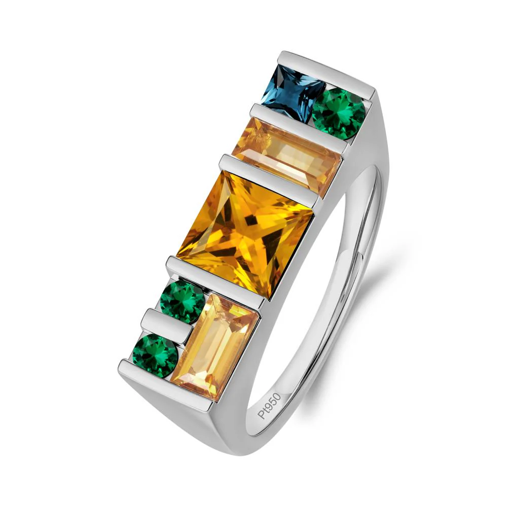 Geometric Multi-Cut Citrine Statement Ring - Image 2