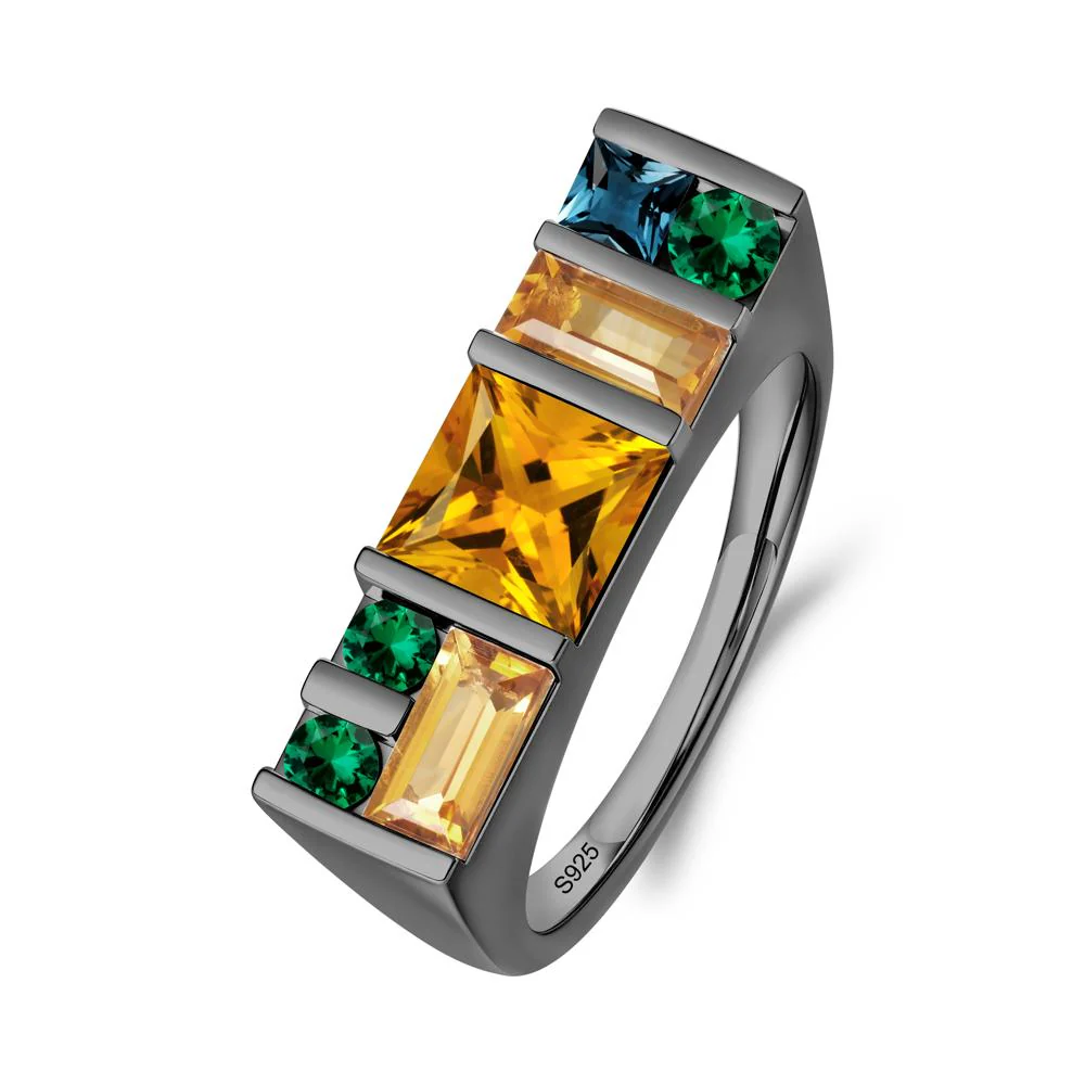 Geometric Multi-Cut Citrine Statement Ring - Image 5