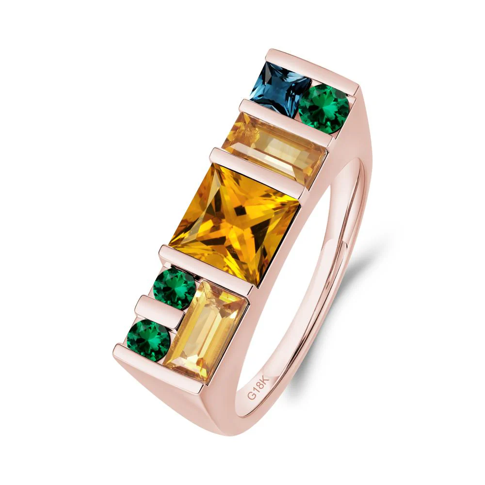 Geometric Multi-Cut Citrine Statement Ring - Image 6
