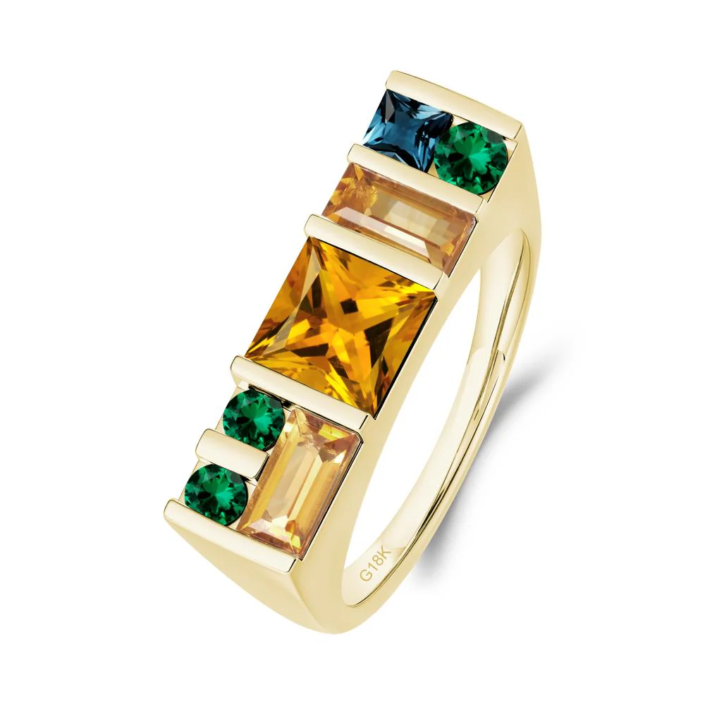 Geometric Multi-Cut Citrine Statement Ring - Image 7