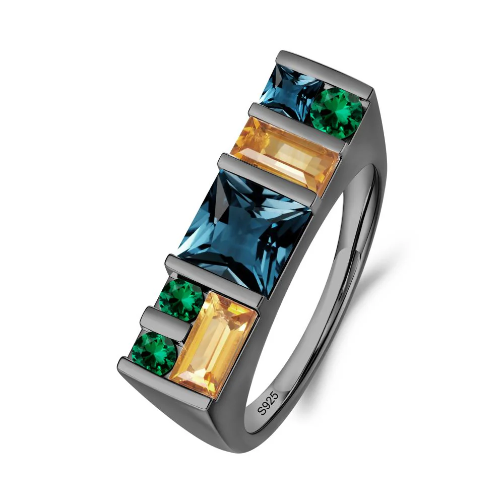 Geometric Multi-Cut London Blue Topaz Statement Ring - Image 2
