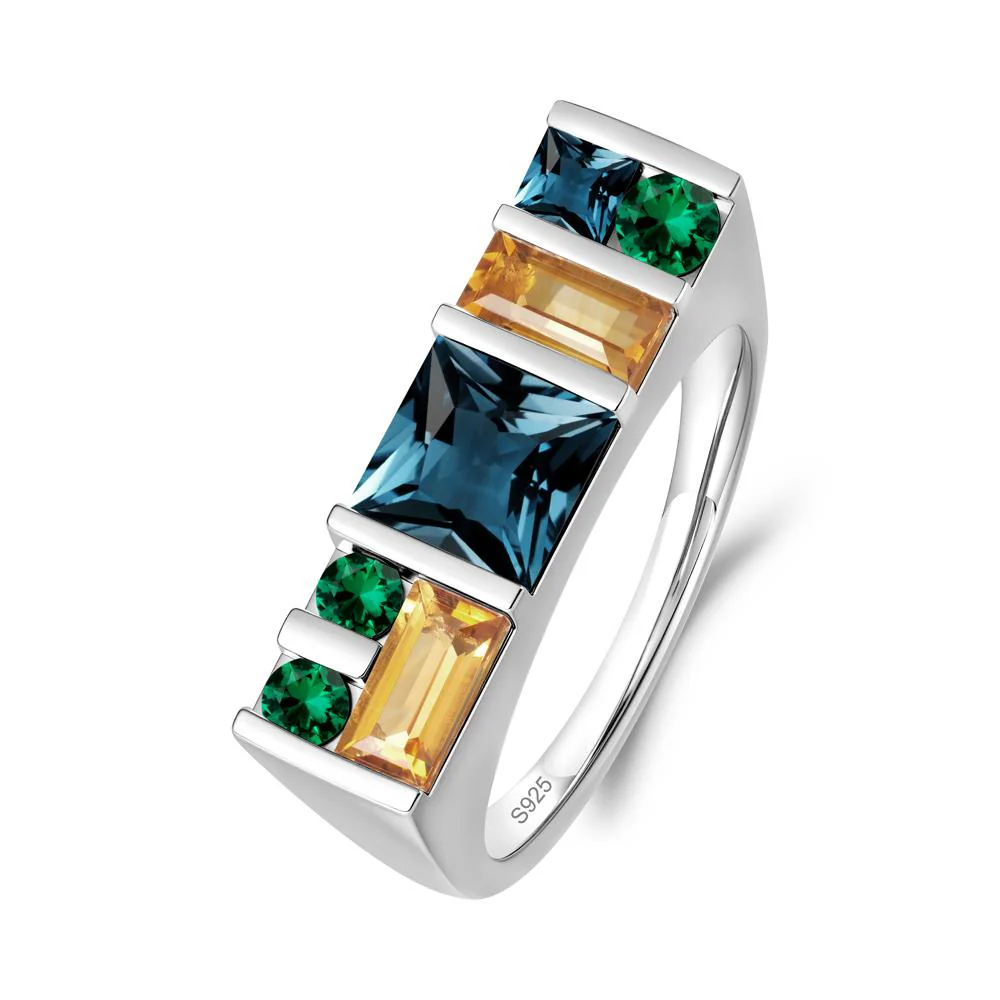 Geometric Multi-Cut London Blue Topaz Statement Ring - Image 6