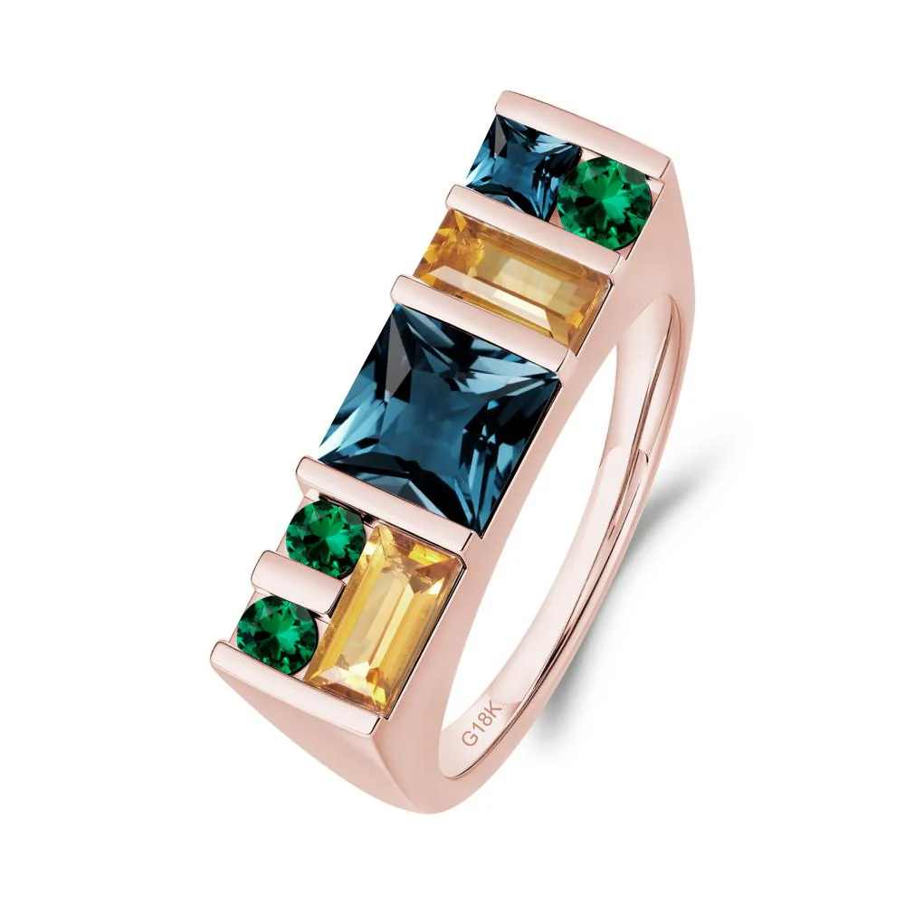 Geometric Multi-Cut London Blue Topaz Statement Ring - Image 9