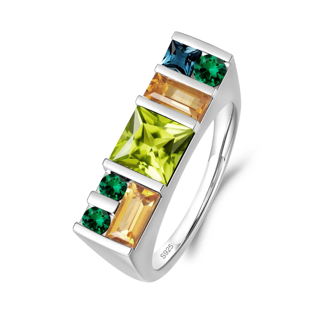 Geometric Multi-Cut Peridot Statement Ring - Image 5