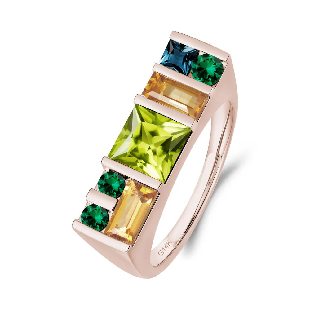 Geometric Multi-Cut Peridot Statement Ring - Image 6