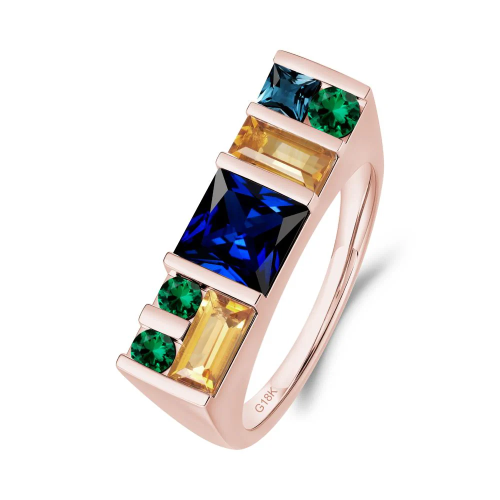 Geometric Multi-Cut Sapphire Statement Ring - Image 6
