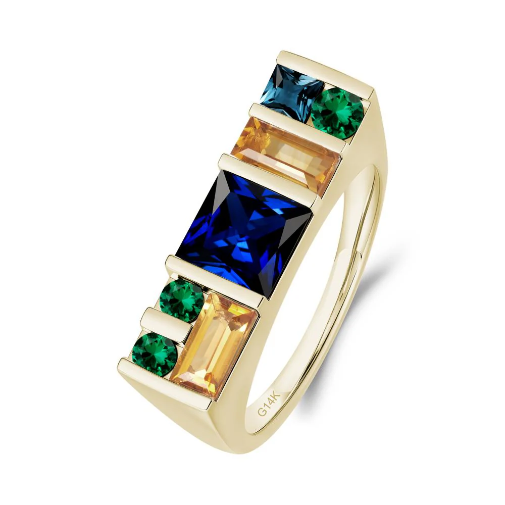 Geometric Multi-Cut Sapphire Statement Ring - Image 8