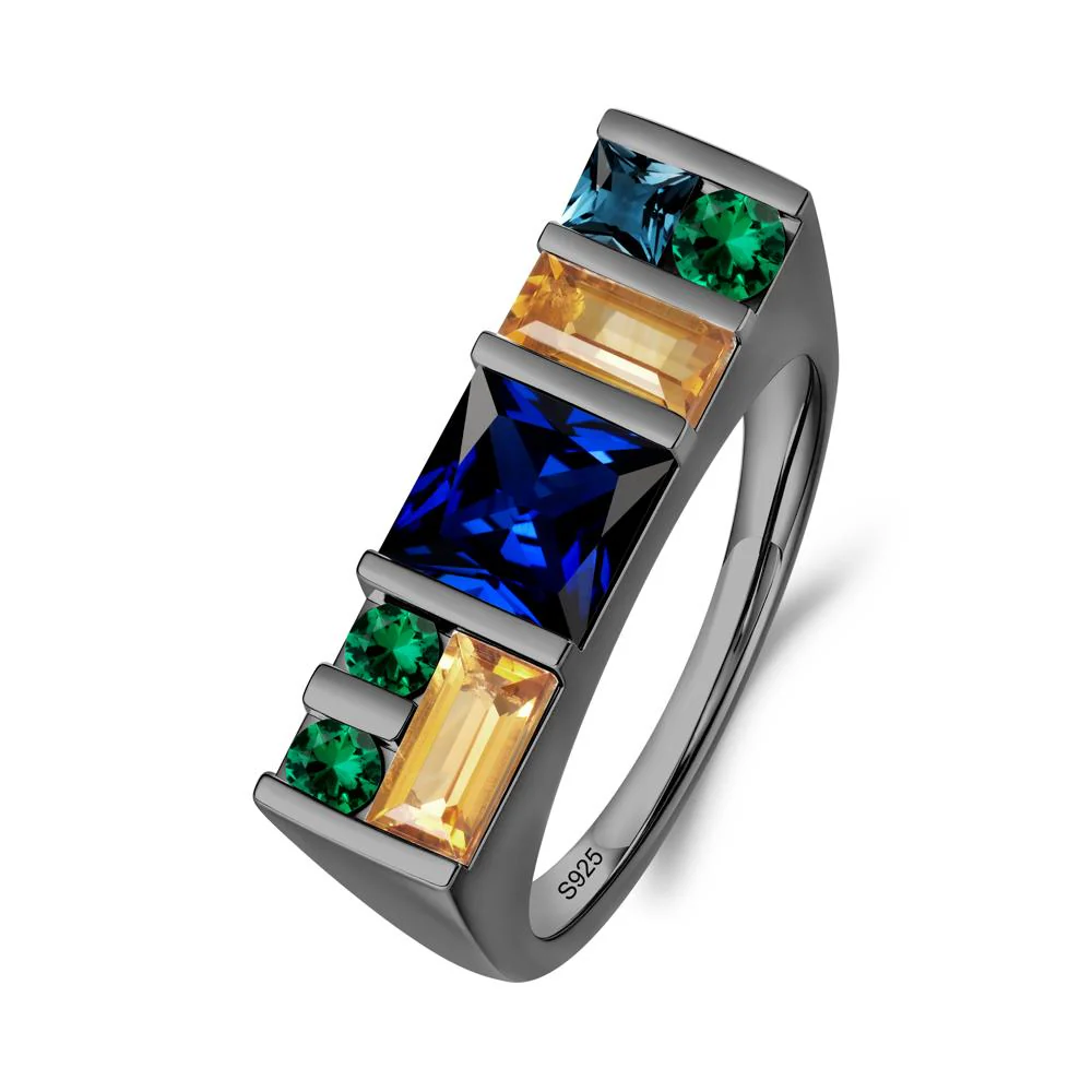 Geometric Multi-Cut Sapphire Statement Ring - Image 9