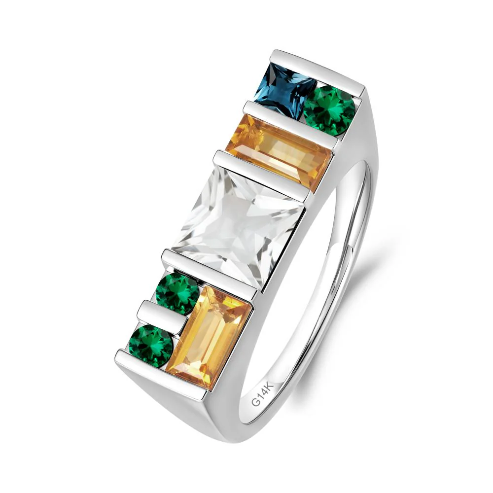 Geometric Multi-Cut White Topaz Statement Ring - Image 3
