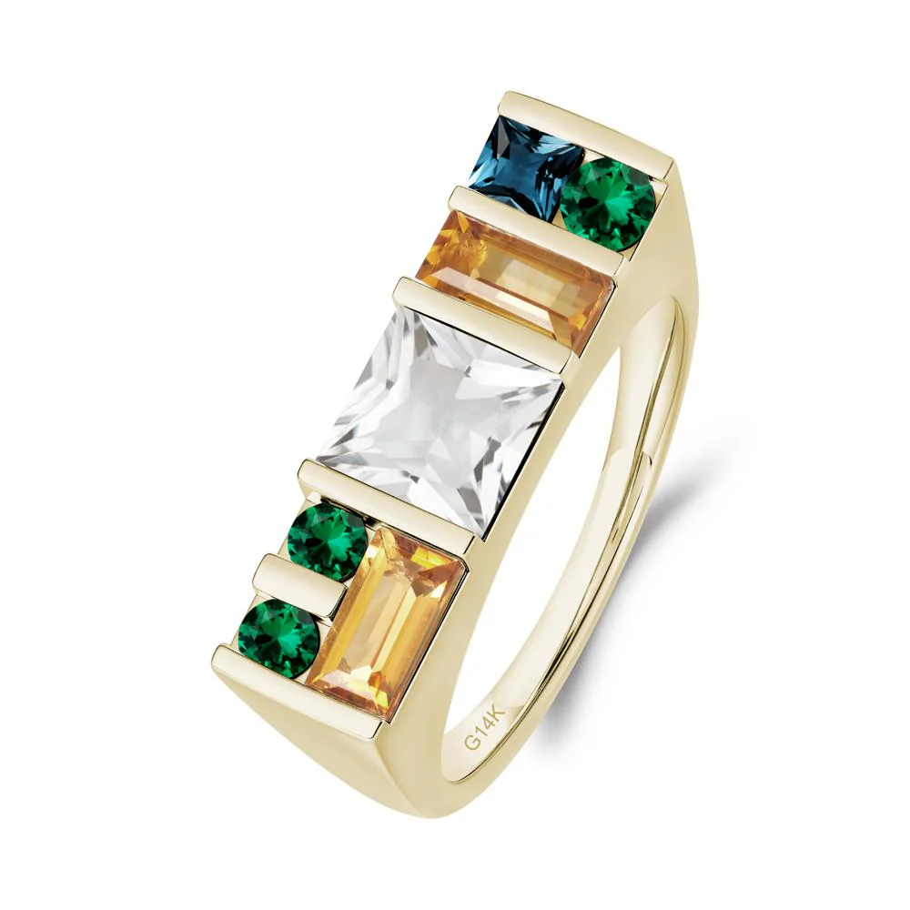 Geometric Multi-Cut White Topaz Statement Ring - Image 5