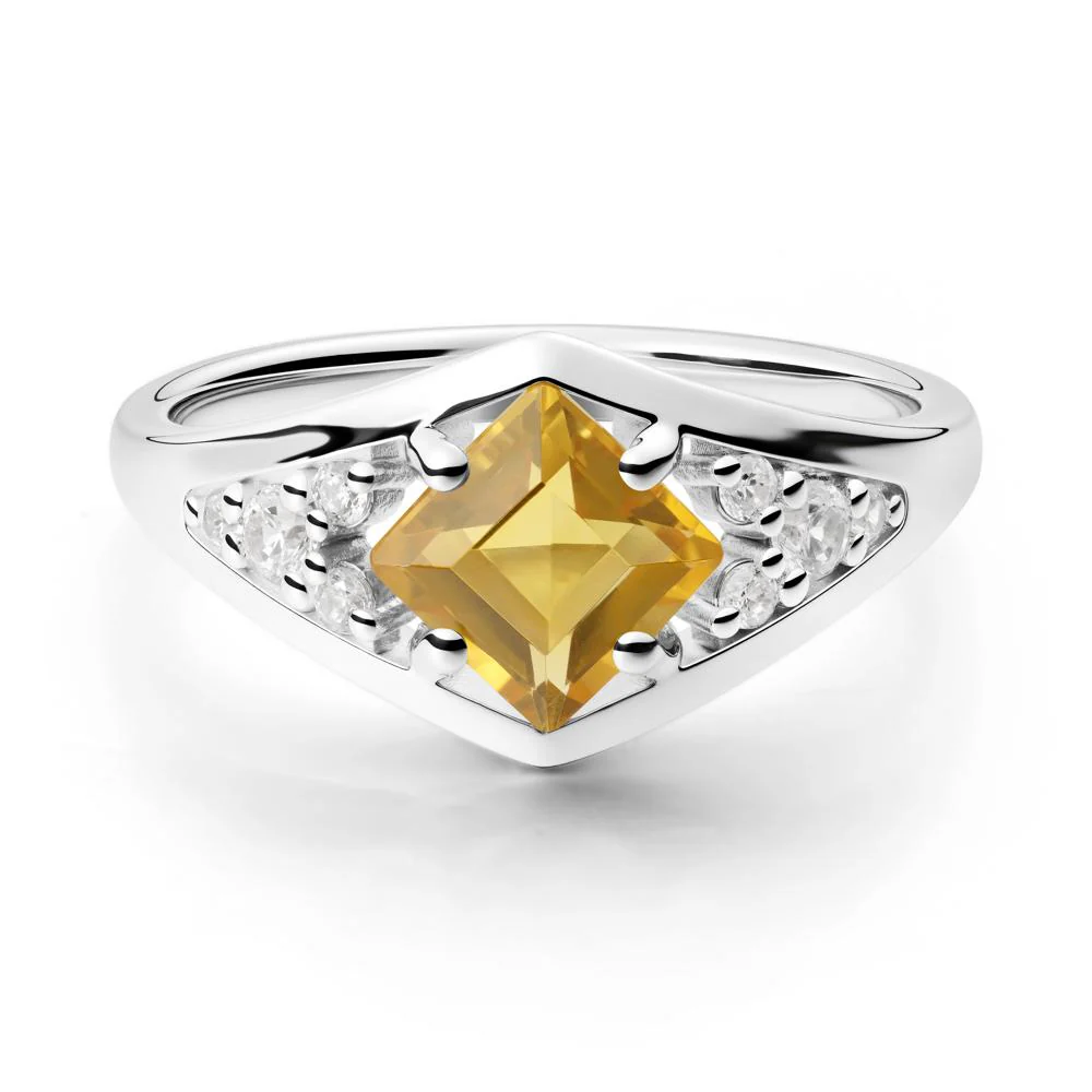 Geometric Princess Cut Citrine Ring - Image 4
