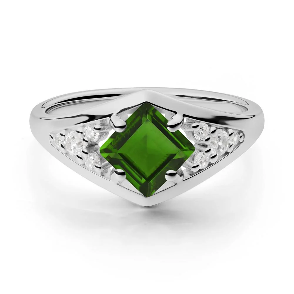 Geometric Princess Cut Diopside Ring