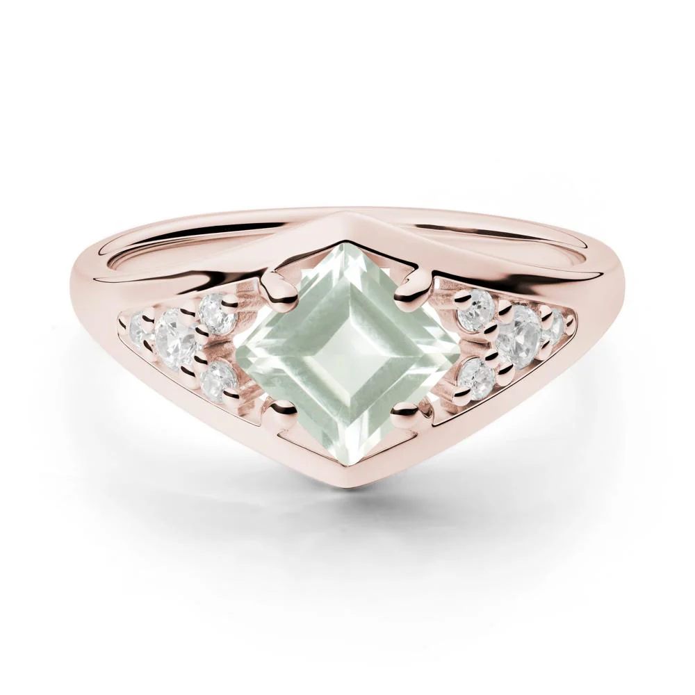 Geometric Princess Cut Green Amethyst Ring - Image 2