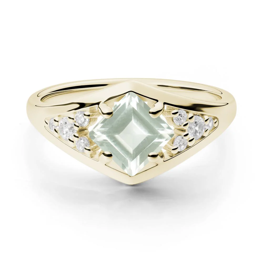 Geometric Princess Cut Green Amethyst Ring - Image 3