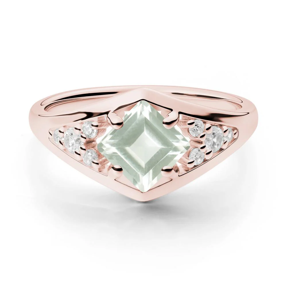 Geometric Princess Cut Green Amethyst Ring - Image 7