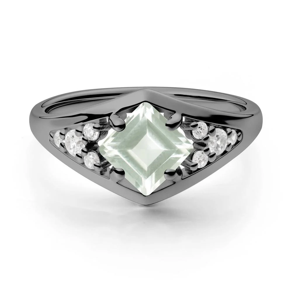 Geometric Princess Cut Green Amethyst Ring - Image 9