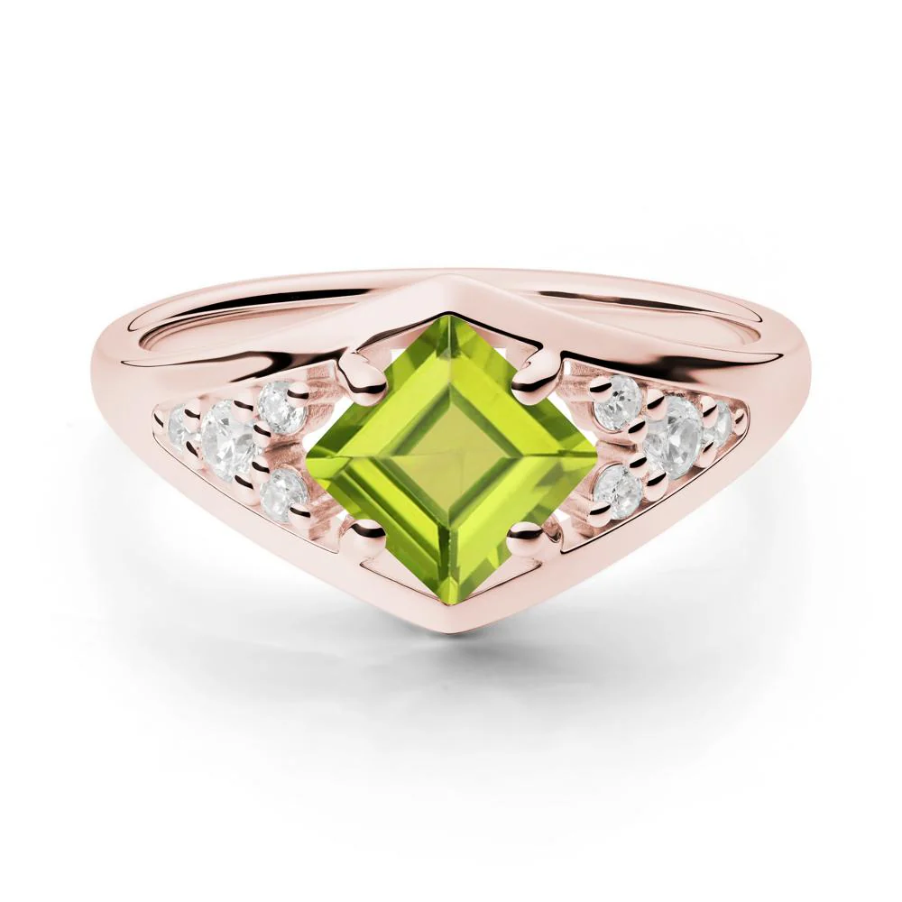 Geometric Princess Cut Peridot Ring - Image 2